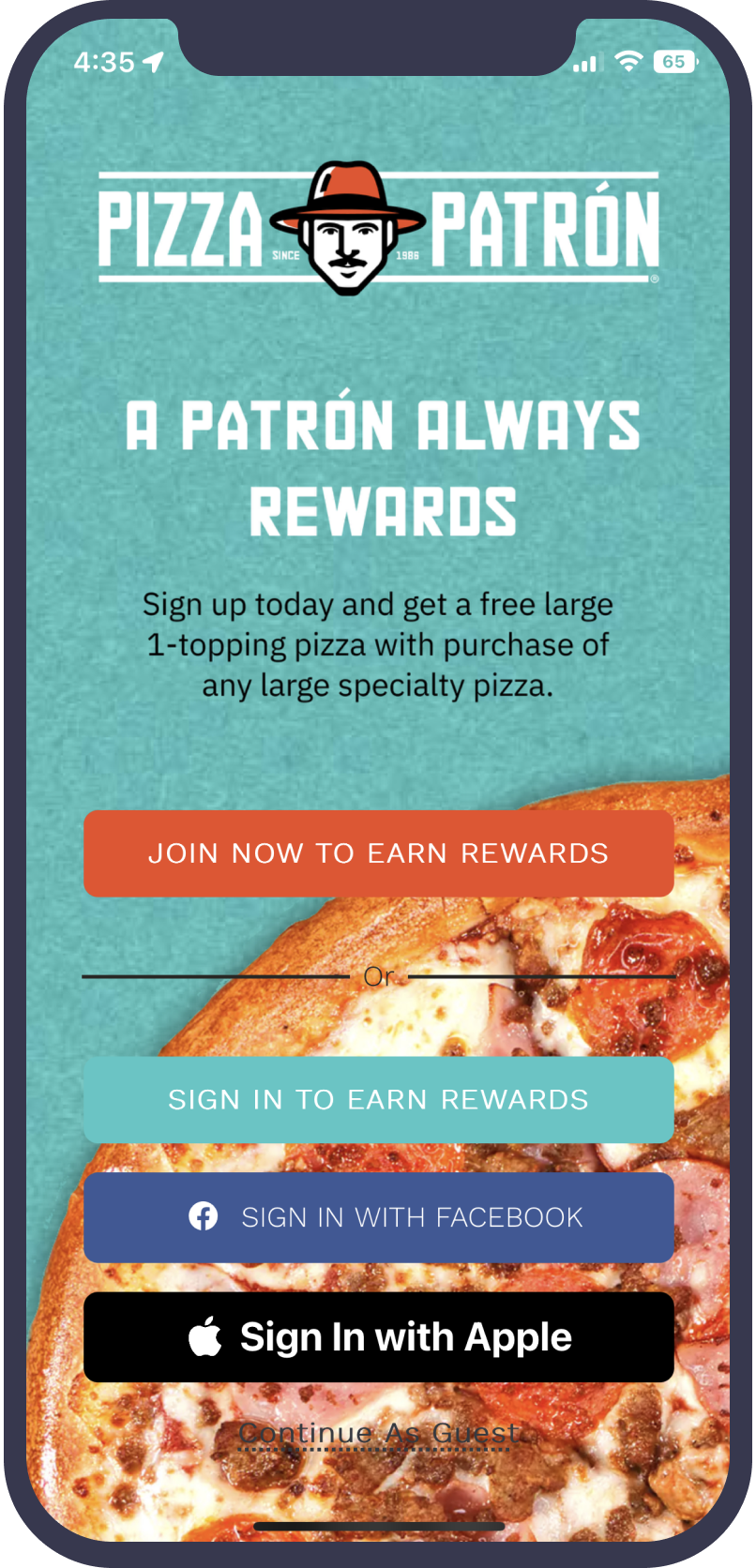 Mobile Login Pizza Patron