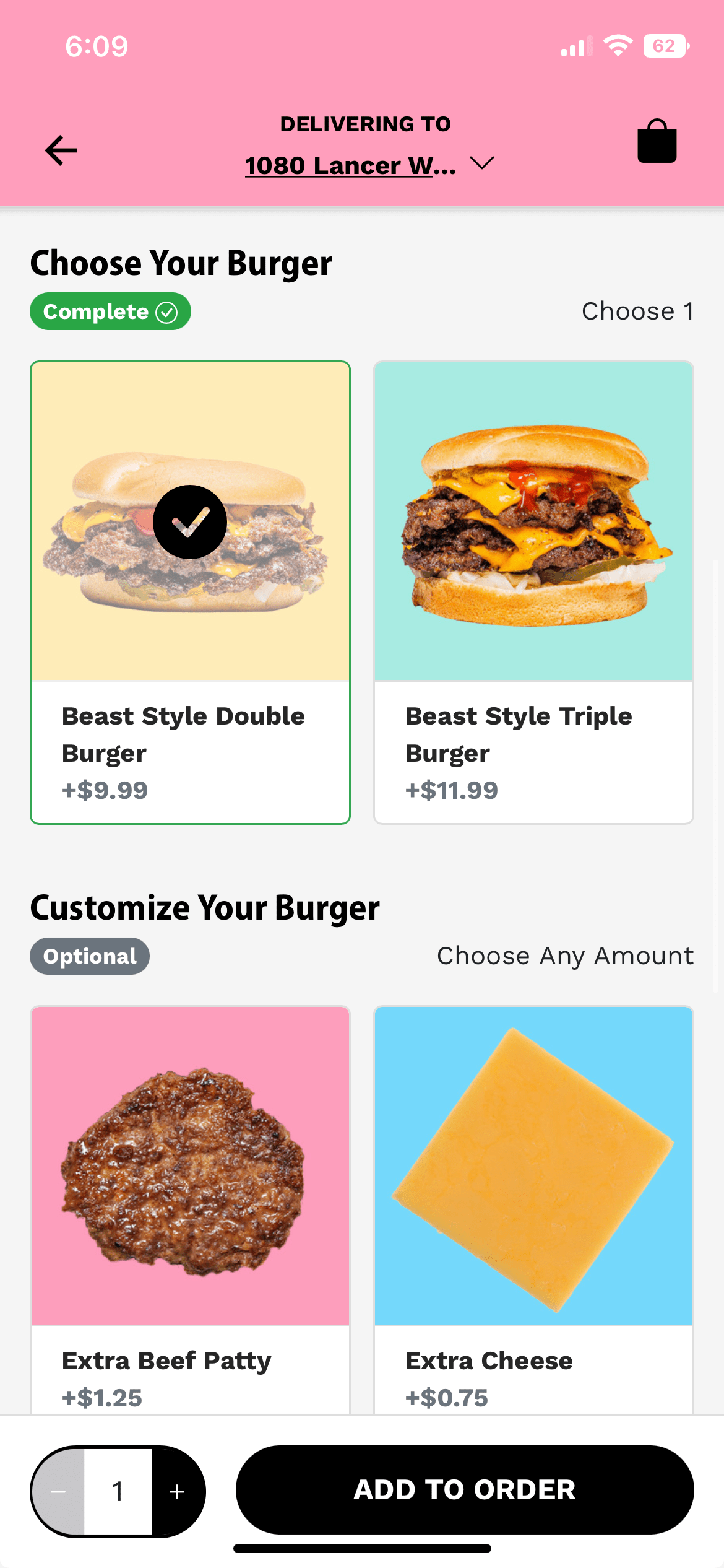 Mr. Beast Menu Item Customizations