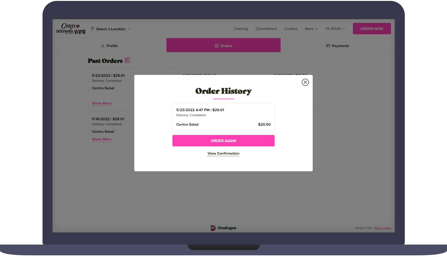 Mockups showing DineEngine loyalty screens