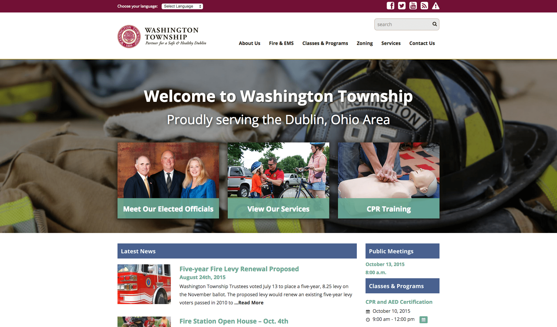 Washington Township in Dublin, Ohio announces launch of their new website